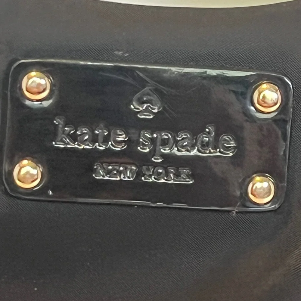 Kate Spade Stevie Baby Bag Women Large Black Nylon Patent Leather Weekender Bag‎